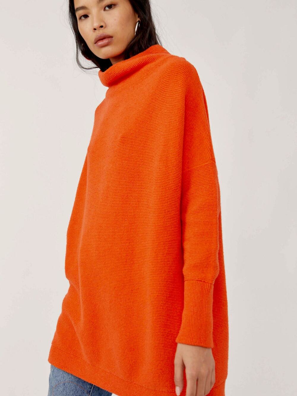 Free People Ottoman Slouchy Tunic Sweater Orange Oversized Boho